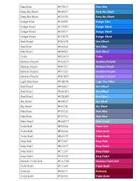 Standard Html Color Code Chart Free Download