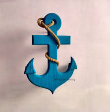 Nautical Wooden Anchor With Rope Wall