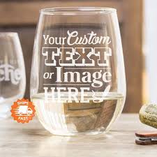 Custom Etched Stemless Wine Glass Bulk