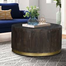 Gold Medium Round Wood Coffee Table