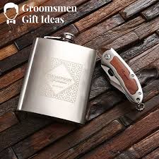 flask pocket knife groomsmen gift set