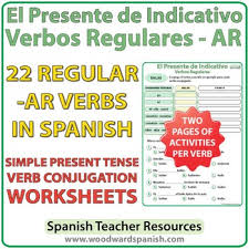 Spanish Present Tense Conjugation Worksheets Regular Ar Verbs