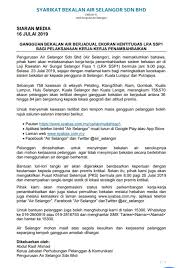 The scheduled water disruption from july 23 was also cancelled. Charles Santiago Press Release By Syarikat Bekalan Air Selangor Sdn Bhd Syabas On Scheduled Water Disruption And Water Plant Maintenance Work Facebook