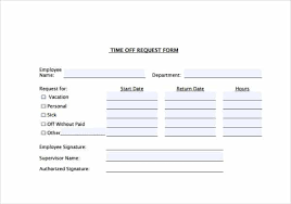 Time Off Request Forms Word Excel Fomats