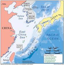 Восточно-китайское море - карта Восточно-китайского моря (в Восточной Азии  - Азия)