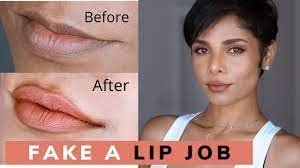 with makeup and change your lip shape