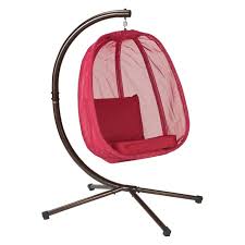 Hanging Egg Chair With Stand Red