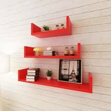 3 Red Mdf U Shaped Floating Wall