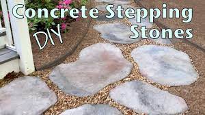 stepping stones with concrete