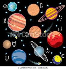 Unser sonnensystem besteht aus der sonne, acht planeten und ihren monden und mehreren zuvor galt pluto als der neunte planet im sonnensystem. Planeten Sonnensystem Sammelt Vektorbilder Von Planeten Im Sonnensystem Mit Grafiksymbolen Canstock