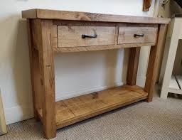 rustic chunky console table raw
