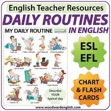 Daily Routines In English Chart Flash Cards Woodward