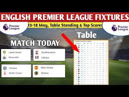 england premier league fixture table