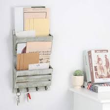 Key Hooks Rustic Wall Mail Sorter