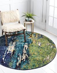 navy blue teal round rug interior