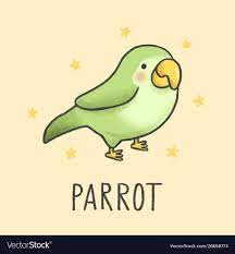 cute parrot cartoon hand drawn style