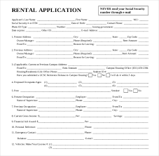 House Rent Application Form Apartment Rental Applications