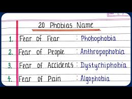common phobia nameeanings list