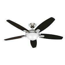 Hunter Contempo Ii 54 In Brushed Nickel Led Indoor Ceiling Fan With Light Kit And Remote 5 Blade In The Ceiling Fans Department At Lowes Com