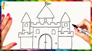 how to draw a castle step by step