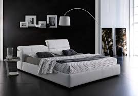 modern white platform bed with storage