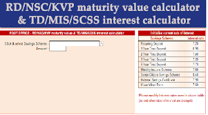 Post Office Rd Nsc Kvp Maturity Value Calculator Td Mis