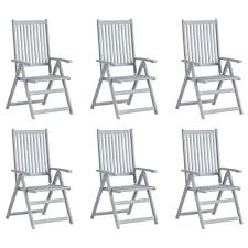 Recliner garden chairs | whether you want to buy a cheap or best garden relaxer, our reviews will show you the options available in the uk. Vidaxl Garden Reclining Chairs 6 Pcs Grey Solid Acacia Wood Vidaxl Co Uk