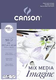Please note we advise removing the sheet from the pad as the colour will. Amazon Com Canson Imagine Mixed Media 200gsm Paper Natural White A3 Pad Including 50 Sheets Arts Crafts Sewing