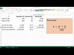 percene of a number in excel 2016