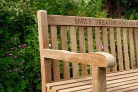 Engraved Wooden Garden Bench By