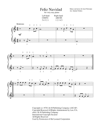 Feliz Navidad For Very Easy Piano By Jose Feliciano