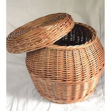 Wicker Storage Basket With Lid Woven