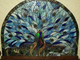 Stained Glass Birds Mosaic Fireplace