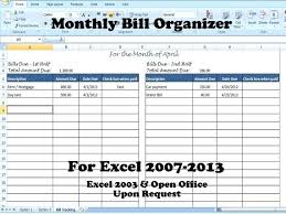 Monthly Bill Organizer Tracker Calculates Total Due For Half
