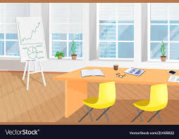 Shiny Office Room With Table And Flip Chart Poster