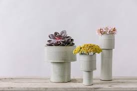 White Ceramic Planters Plant Pot Set
