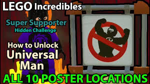 Tricks for unlocking all the achievements for lego the incredibles in the most. Lego Incredibles Super Supporter Challenge Poster Locations How To Unlock Universal Man By Gosunoob