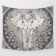 Indian Elephant Mandala Wall Tapestry