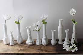 Vintage Milk Glass Bud Vases Grouping