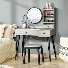 homcom dressing table set with mirror