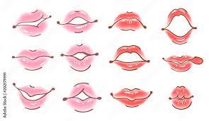 set of vector lips in cartoon style