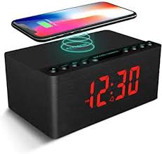 Ihome idl44 lightning dock dual clock radio with usb charge/play for iphone 5/5s docking and sync features are not spectacular. Anjank Wooden Alarm Clock With Fm Radio 10w Super Fast Wireless Charger Station For Iphone Samsung 5 Level Dimme Wireless Charger Charger Station Sleep Timer