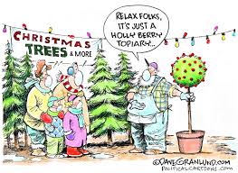 editorial cartoon christmas trees 2020