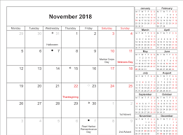 November 2018 Calendar With Holidays In Usa Uk Canada India