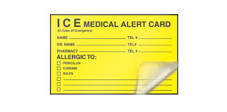 Self Laminating Helmet Stickers Ice Medical Alert Card