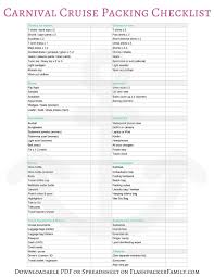 Carnival Cruise Packing List Examples And Forms