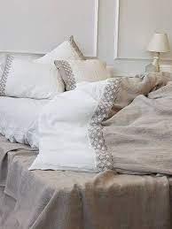 Linen Bedding Set With Linen Lace