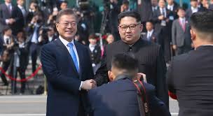 Image result for Pictures of Moon Jae-in meets Kim Jong Un