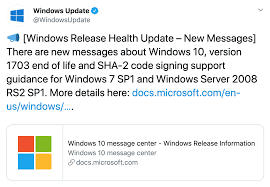The company wants to display a full screen popup on windows 7 pcs from january 15, 2020 onward. Microsoft Warns That End Of Life Is Near For 1703