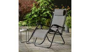： quality patio chairs ， shipping: Buy Argos Home Zero Gravity Metal Sun Lounger Grey Garden Chairs And Sun Loungers Argos